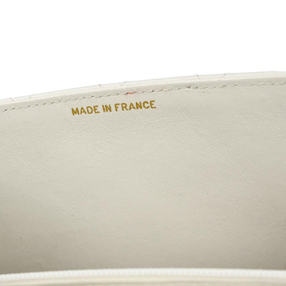 Chanel 1989-1991 White Lambskin Double Turnlock 2way Shoulder Handbag
