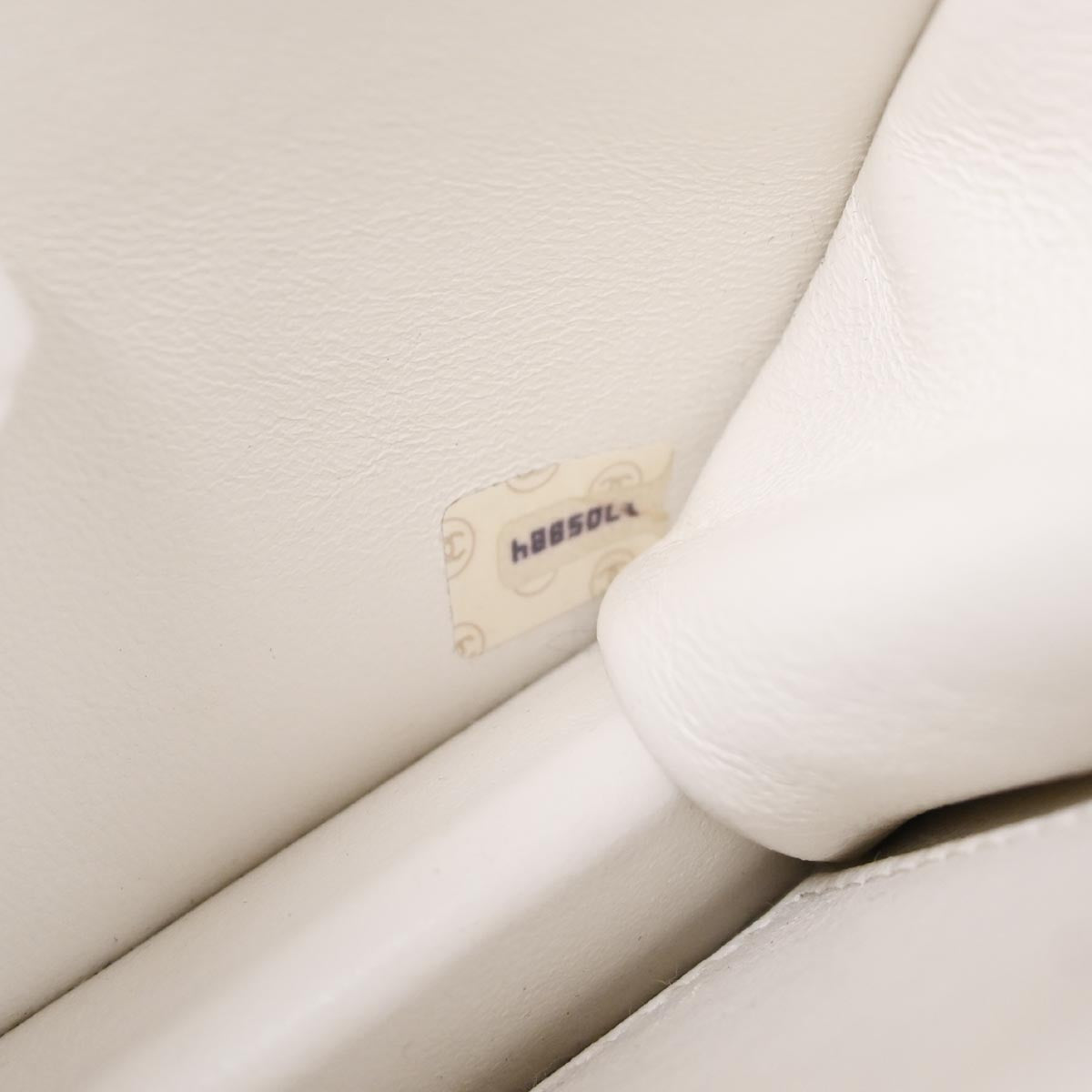 Chanel 1989-1991 White Lambskin Double Turnlock 2way Shoulder Handbag