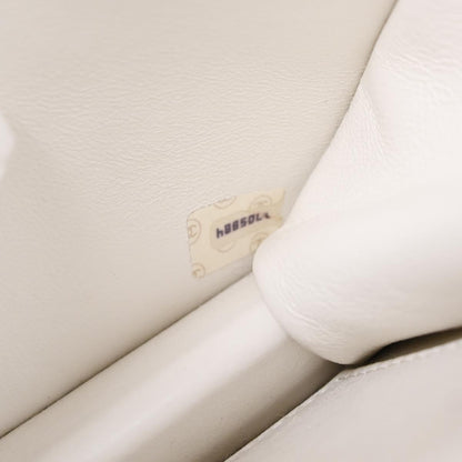 Chanel 1989-1991 White Lambskin Double Turnlock 2way Shoulder Handbag