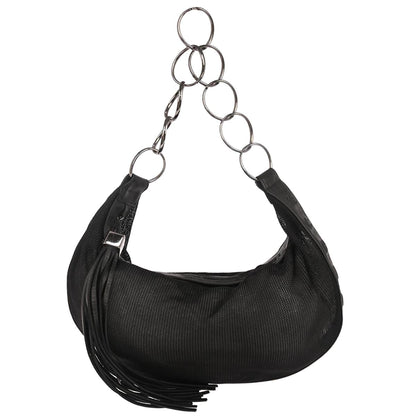 Chanel 2003-2004 Black Nylon Mesh Tassel Hobo Handbag