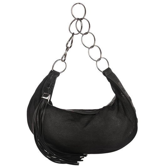 Chanel 2003-2004 Black Nylon Mesh Tassel Hobo Handbag