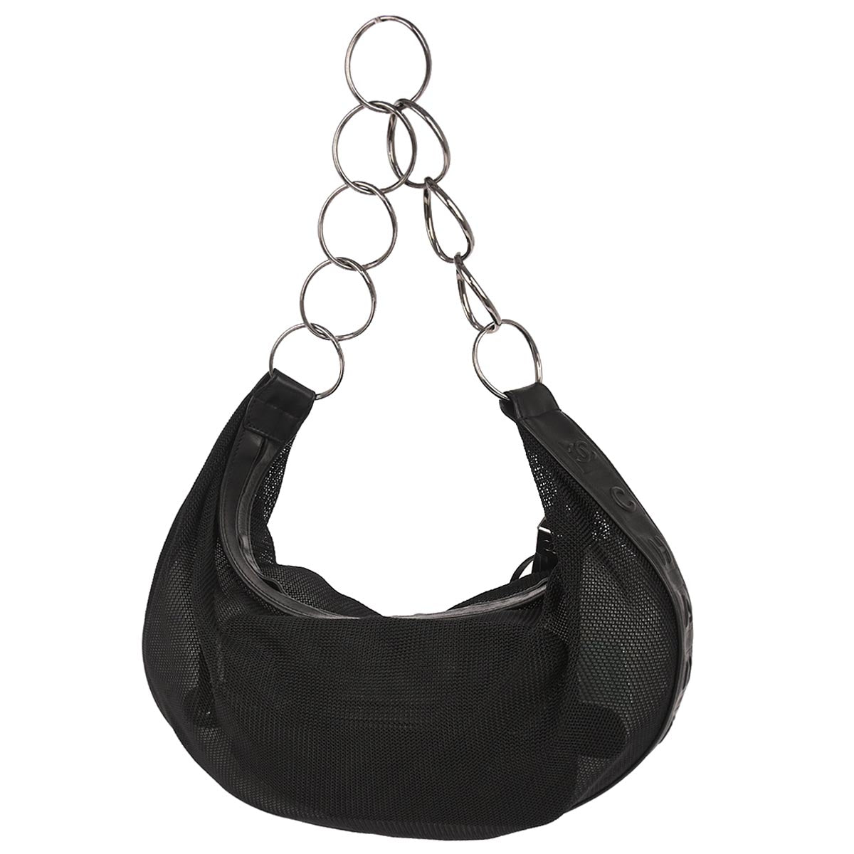 Chanel 2003-2004 Black Nylon Mesh Tassel Hobo Handbag