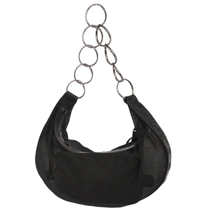 Chanel 2003-2004 Black Nylon Mesh Tassel Hobo Handbag