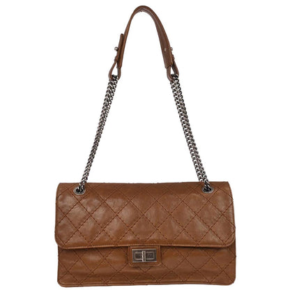 Chanel 2012 Brown Calfskin Mademoiselle Lock Chain Shoulder Bag