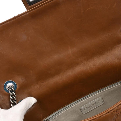 Chanel 2012 Brown Calfskin Mademoiselle Lock Chain Shoulder Bag