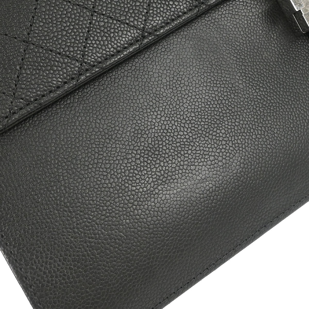 Chanel 2015-2016 Black Caviar Skin Briefcase Business 2way Shoulder Handbag