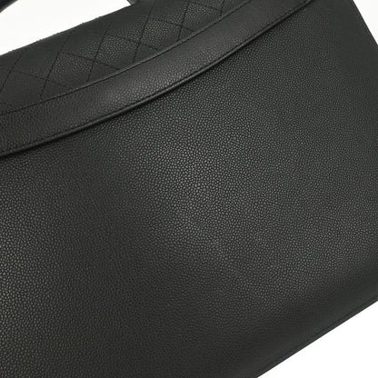 Chanel 2015-2016 Black Caviar Skin Briefcase Business 2way Shoulder Handbag