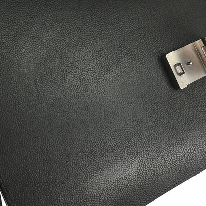 Chanel 2015-2016 Black Caviar Skin Briefcase Business 2way Shoulder Handbag