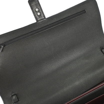 Chanel 2015-2016 Black Caviar Skin Briefcase Business 2way Shoulder Handbag