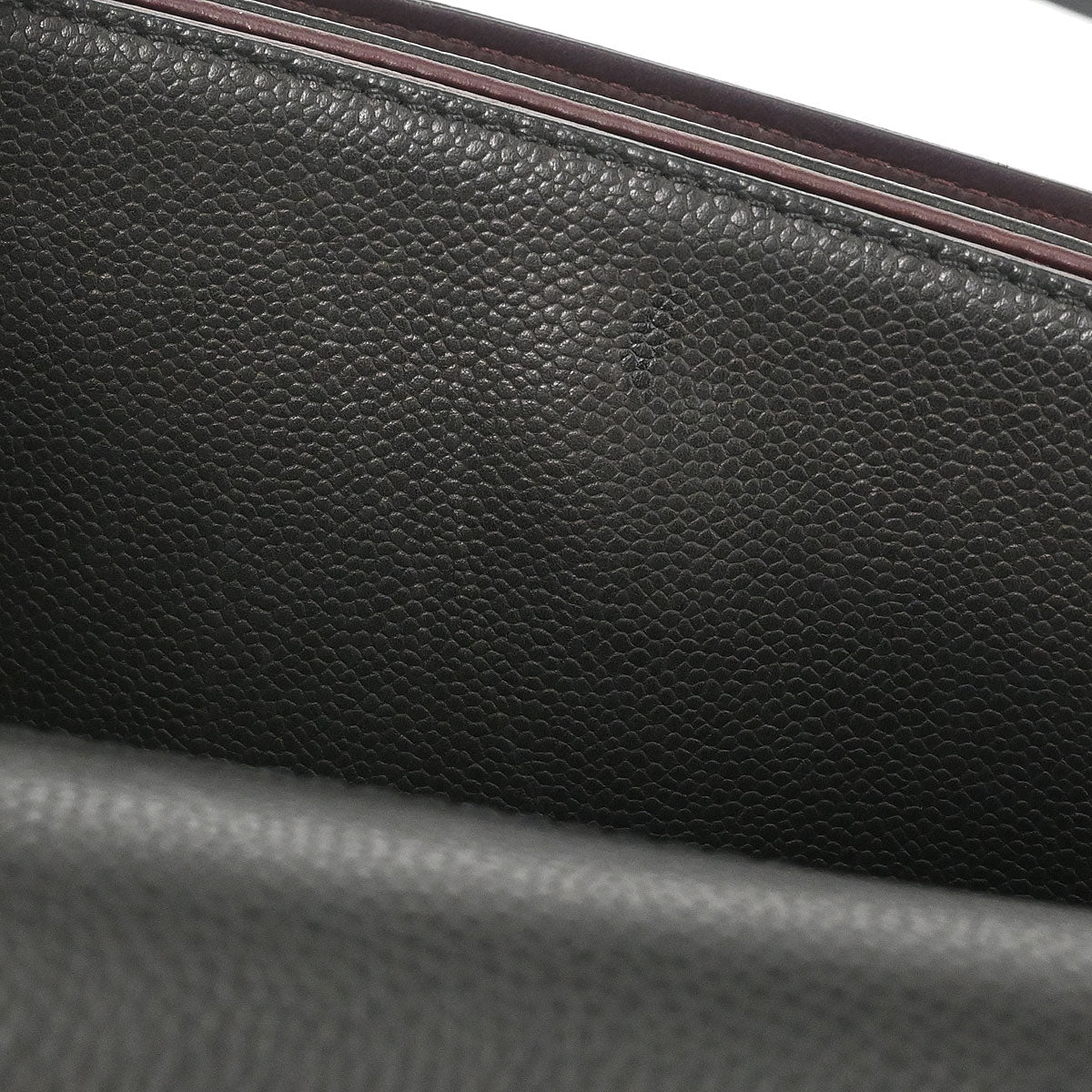 Chanel 2015-2016 Black Caviar Skin Briefcase Business 2way Shoulder Handbag