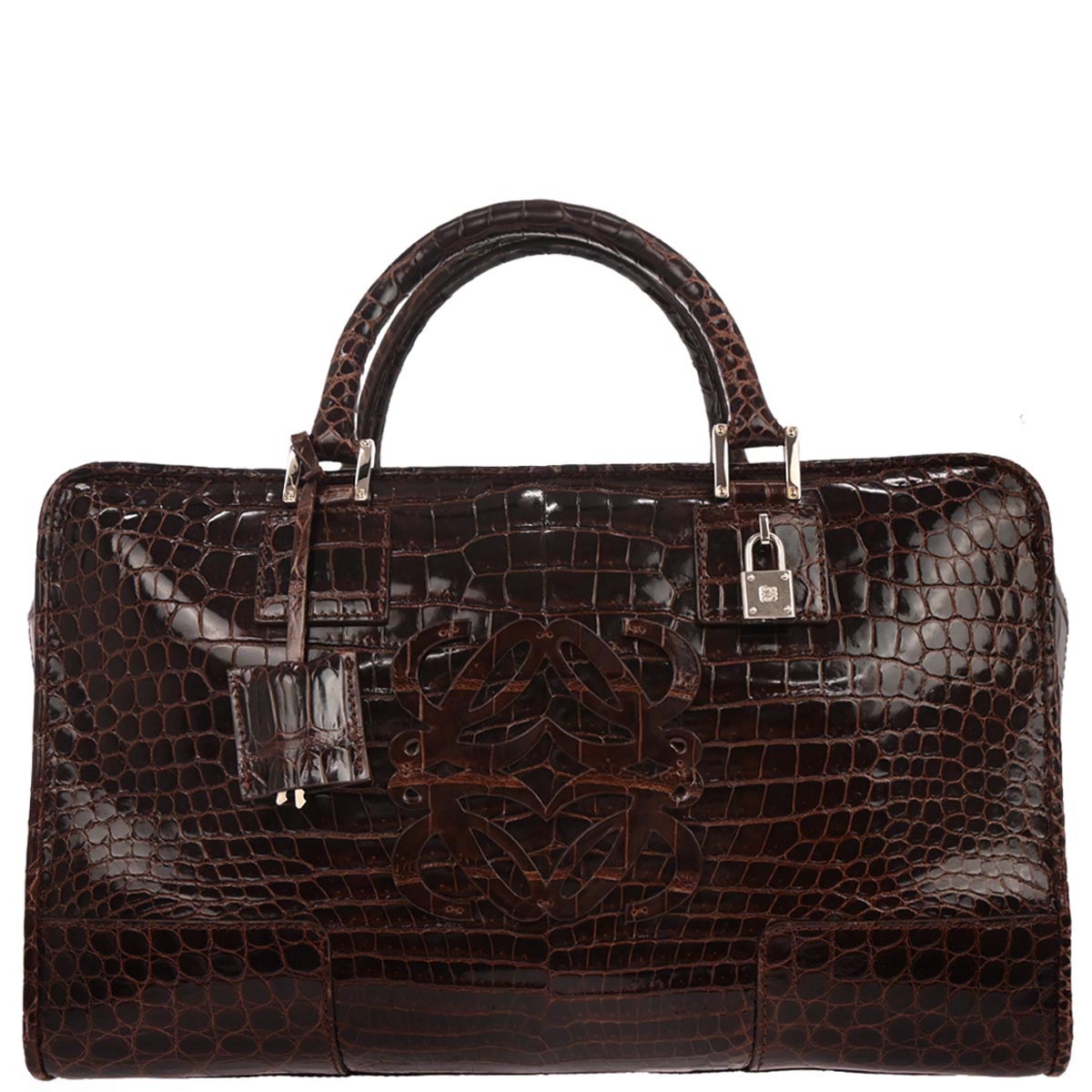 Loewe * Brown Crocodile Amazona 36 Handbag