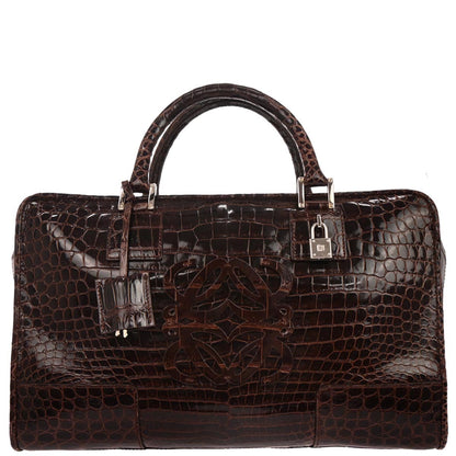 Loewe * Brown Crocodile Amazona 36 Handbag