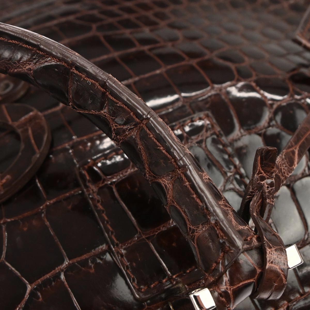 Loewe * Brown Crocodile Amazona 36 Handbag