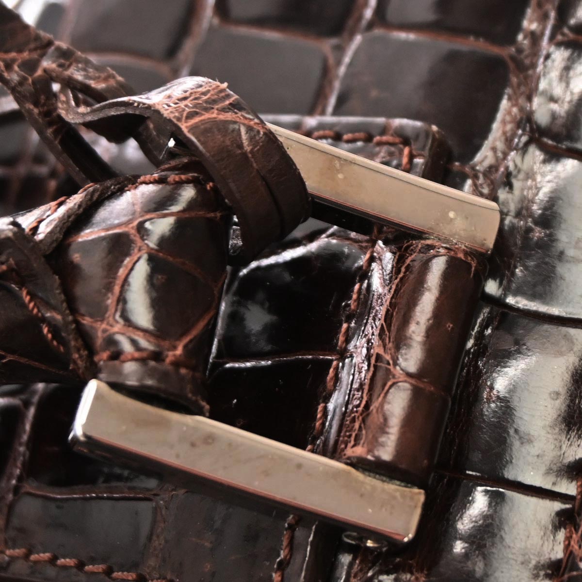 Loewe * Brown Crocodile Amazona 36 Handbag