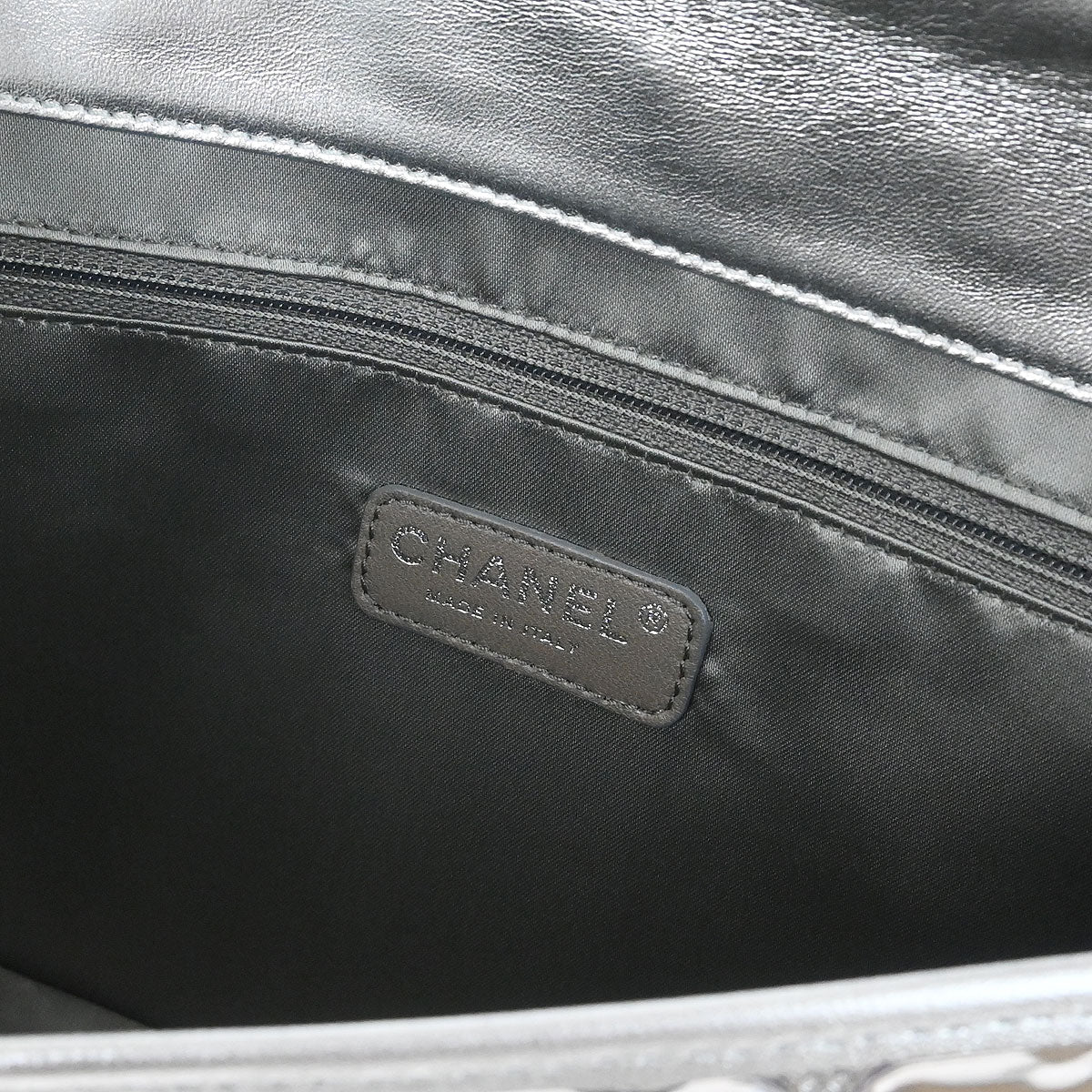 Chanel Silver PVC Lambskin Ice Cube Jumbo Shoulder Bag