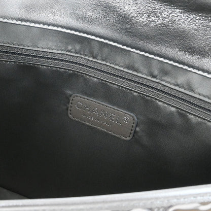 Chanel Silver PVC Lambskin Ice Cube Jumbo Shoulder Bag