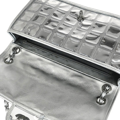 Chanel Silver PVC Lambskin Ice Cube Jumbo Shoulder Bag