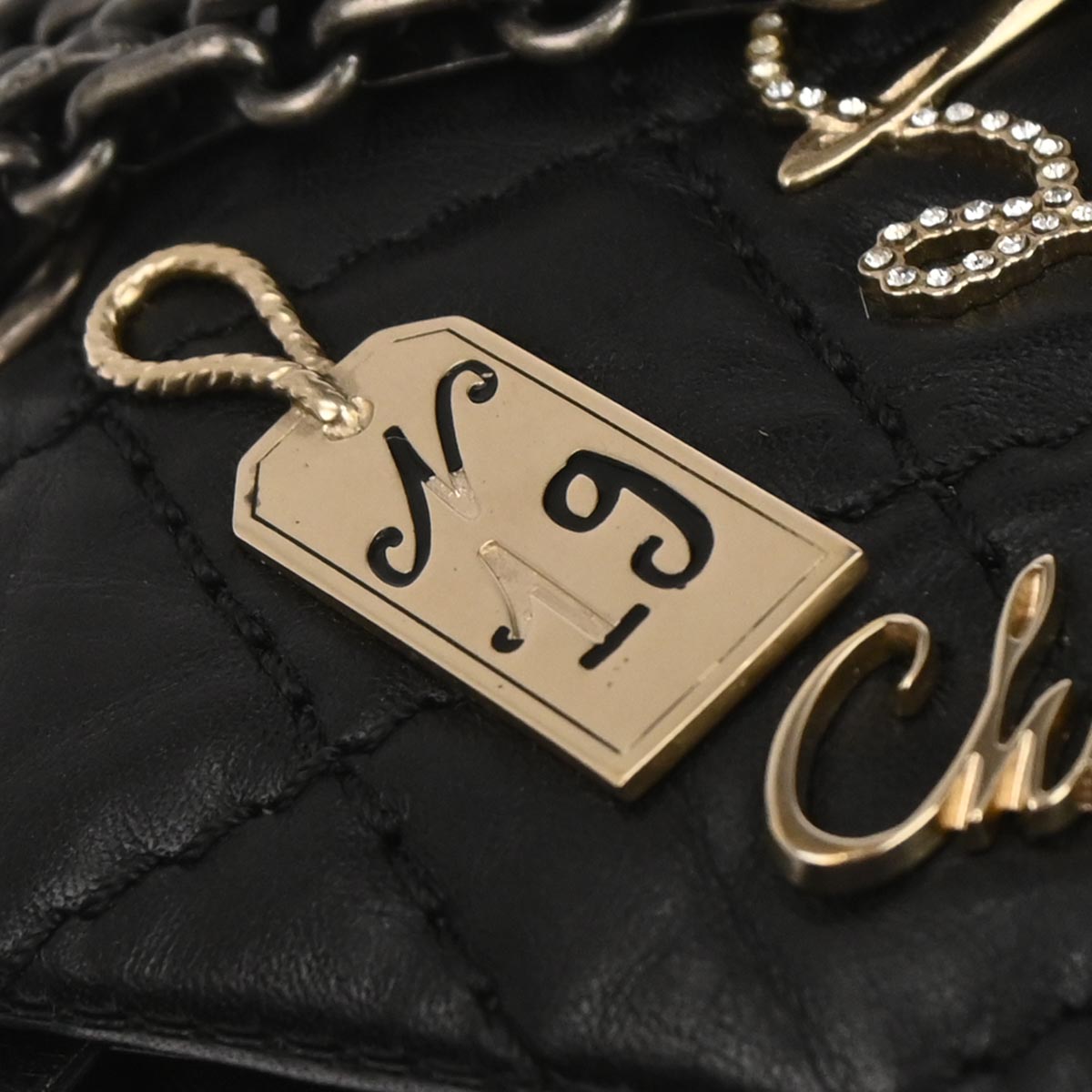 Chanel Black Calfskin Icon 2.55 Medium Classic Double Flap Shoulder Bag