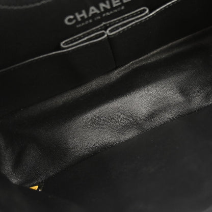 Chanel Black Calfskin Icon 2.55 Medium Classic Double Flap Shoulder Bag