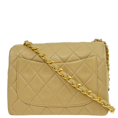 Chanel Beige Lambskin Mini Classic Square Flap Shoulder Bag 17