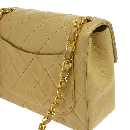 Chanel Beige Lambskin Mini Classic Square Flap Shoulder Bag 17