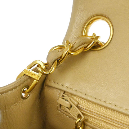 Chanel Beige Lambskin Mini Classic Square Flap Shoulder Bag 17