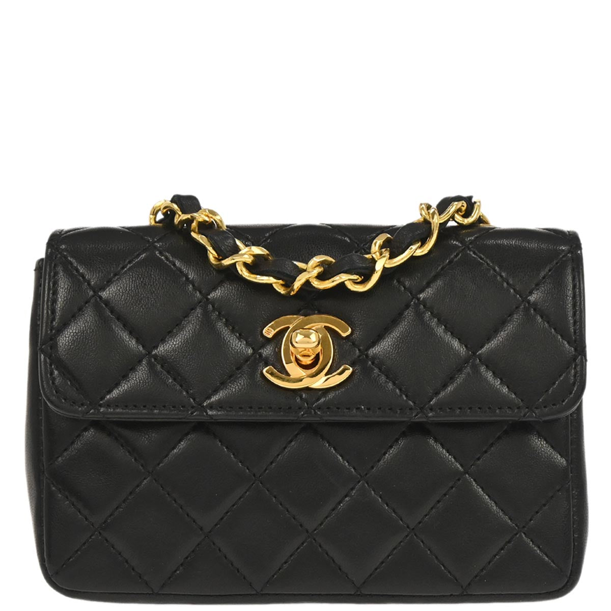 Chanel 1989-1991 Black Lambskin Shoulder Bag
