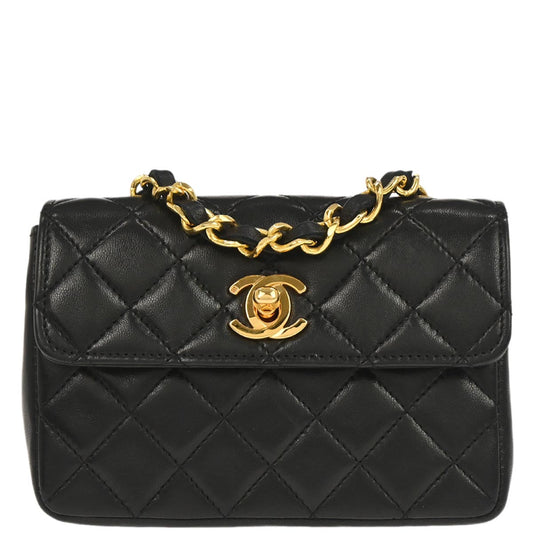 Chanel 1989-1991 Black Lambskin Shoulder Bag