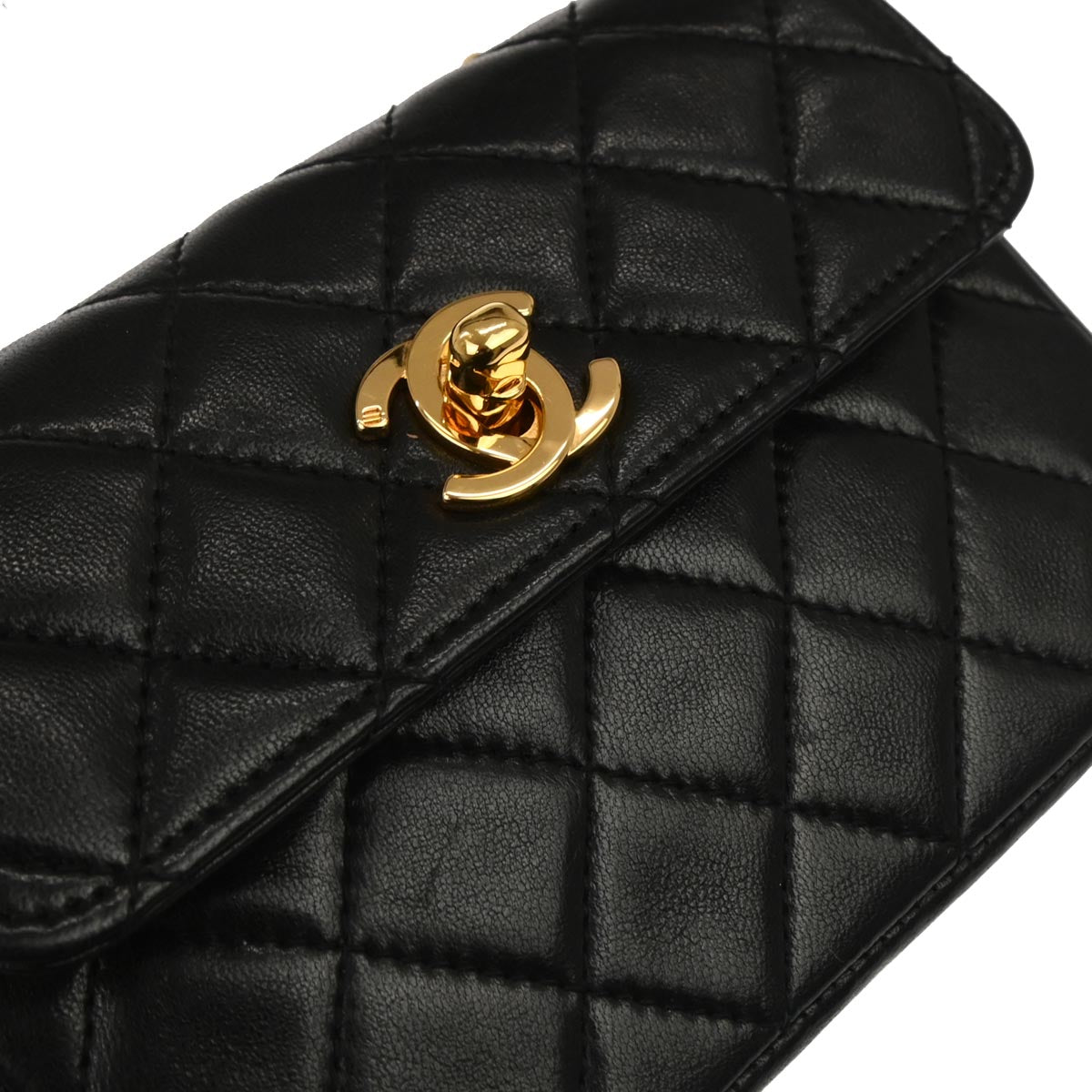 Chanel 1989-1991 Black Lambskin Shoulder Bag