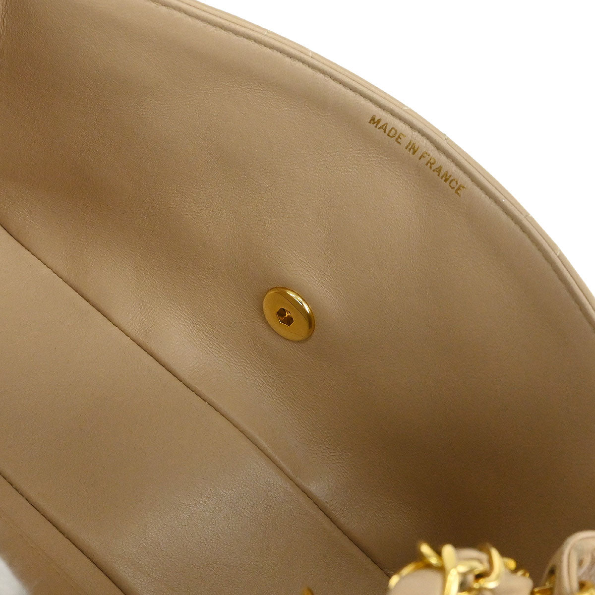 Chanel 1989-1991 Beige Lambskin Shoulder Bag