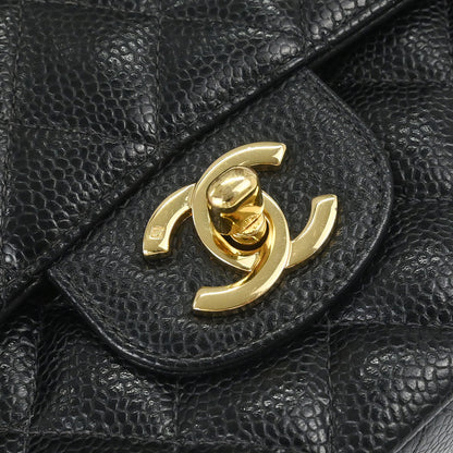 Chanel Black Caviar Skin Medium Classic Double Flap Shoulder Bag