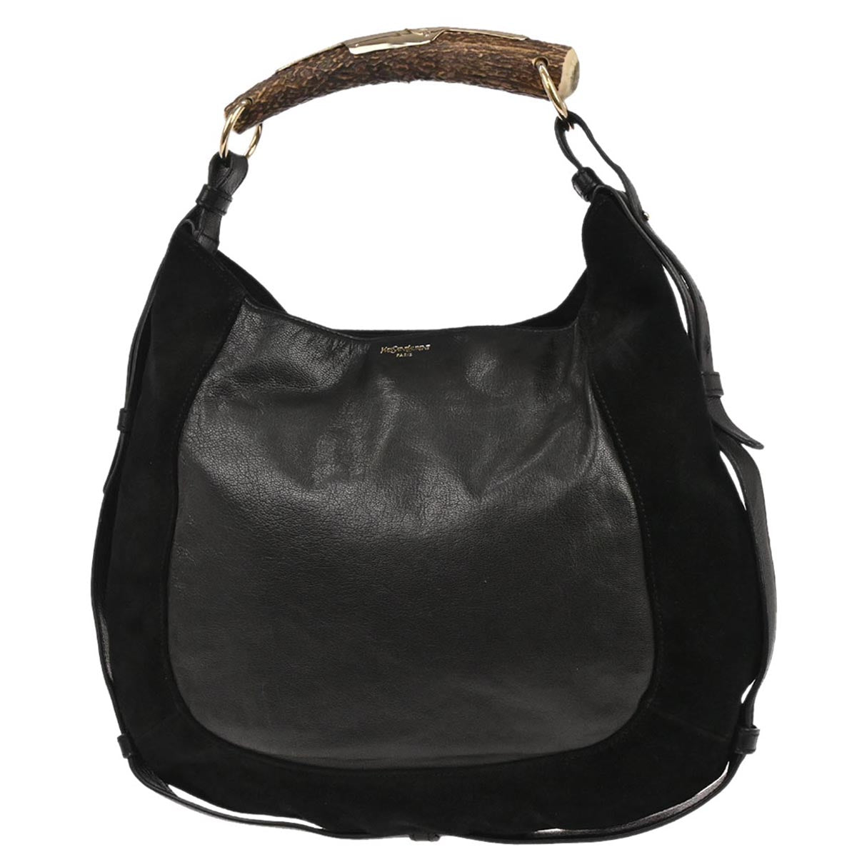 Yves Saint Laurent Black Suede Studded Mombasa Handbag