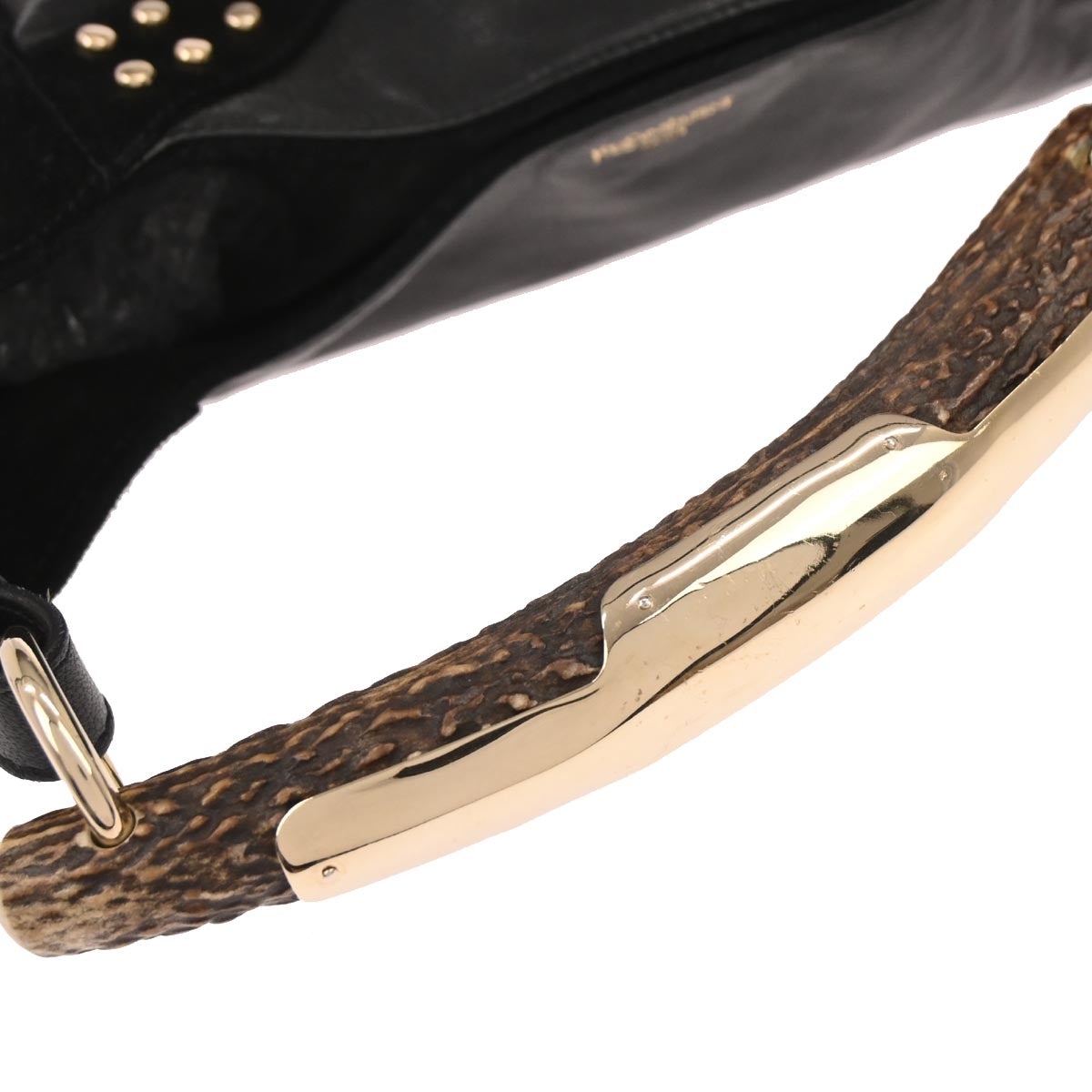 Yves Saint Laurent Black Suede Studded Mombasa Handbag