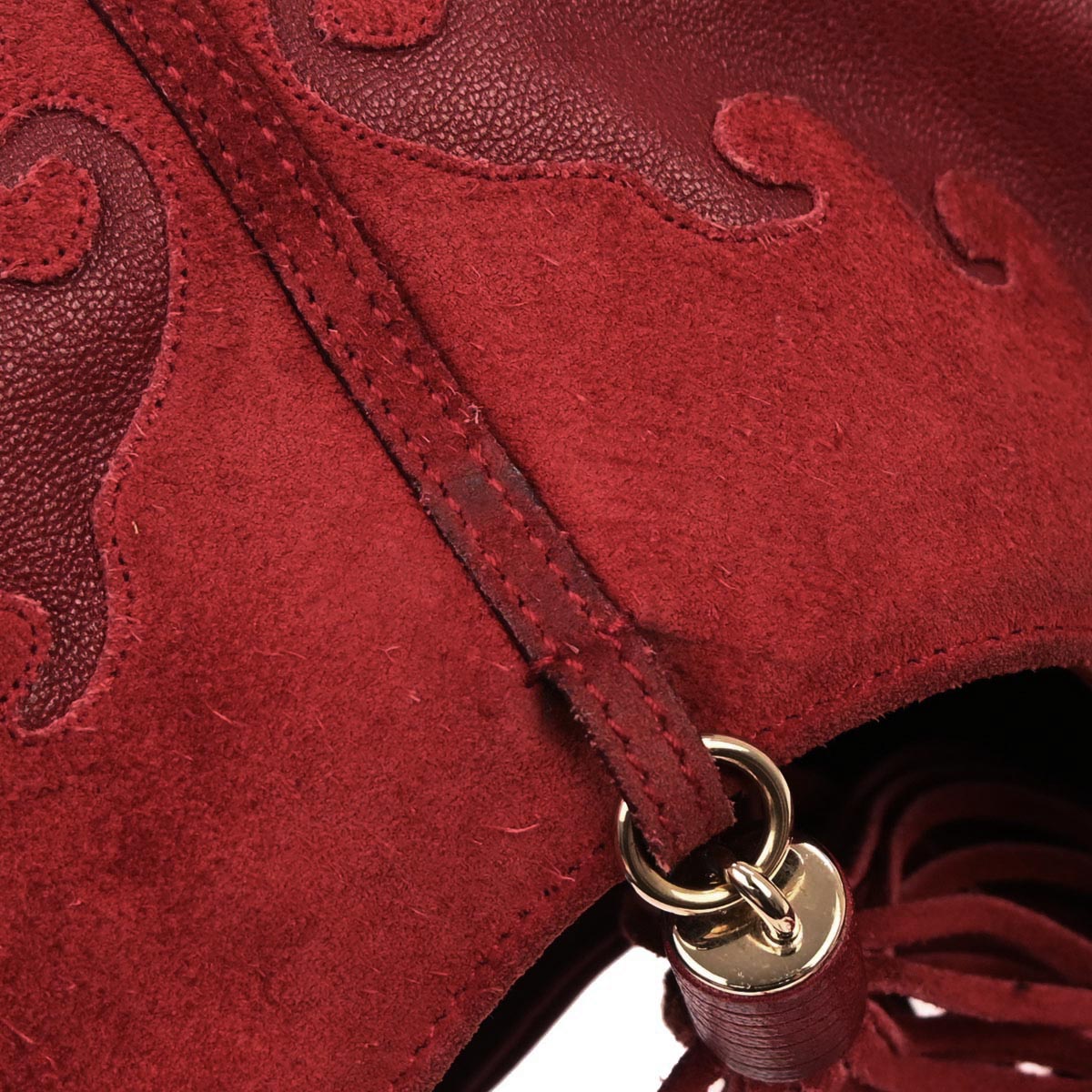 Yves Saint Laurent Red Calfskin Tassel Hobo Handbag