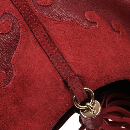 Yves Saint Laurent Red Calfskin Tassel Hobo Handbag