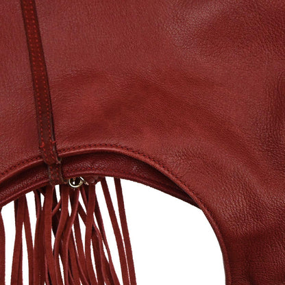 Yves Saint Laurent Red Calfskin Tassel Hobo Handbag