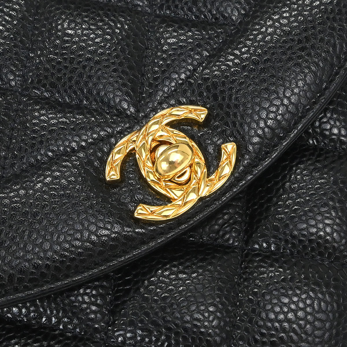 Chanel 1991-1994 Black Caviar Skin Camera Bag Mini