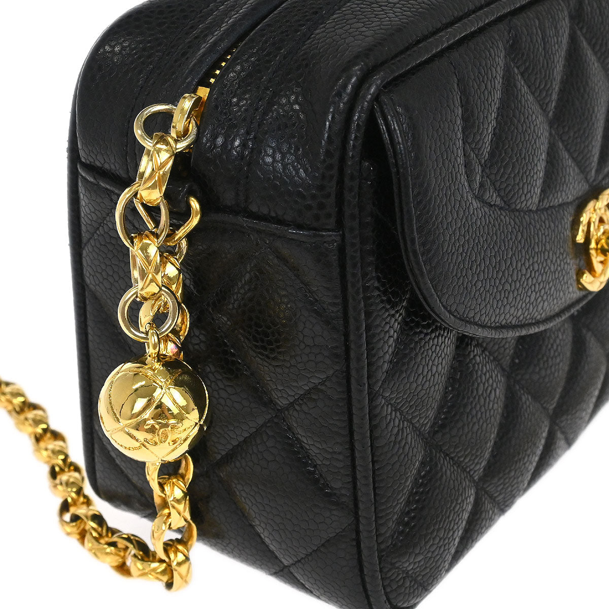Chanel 1991-1994 Black Caviar Skin Camera Bag Mini
