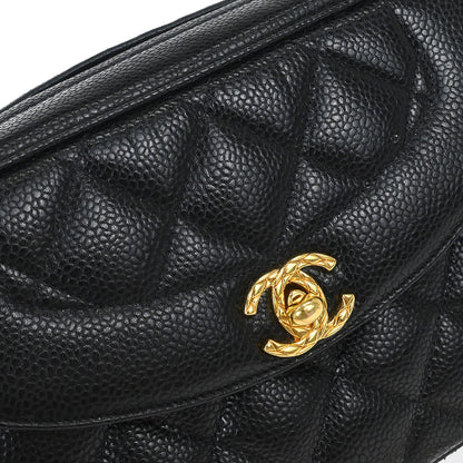 Chanel 1991-1994 Black Caviar Skin Camera Bag Mini