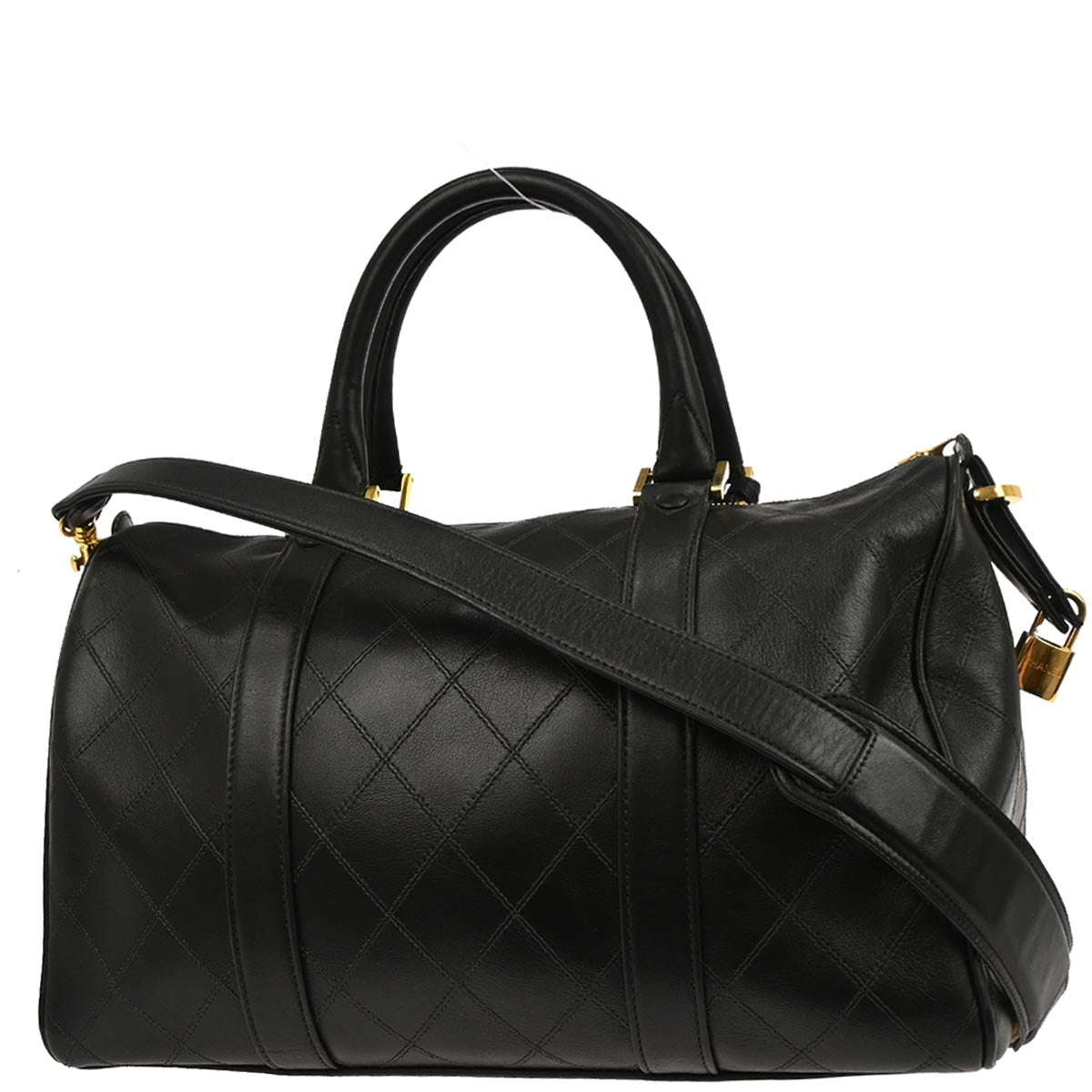 Chanel Black Lambskin Bicolore 2way Duffle Shoulder Handbag