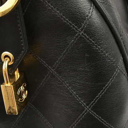 Chanel Black Lambskin Bicolore 2way Duffle Shoulder Handbag