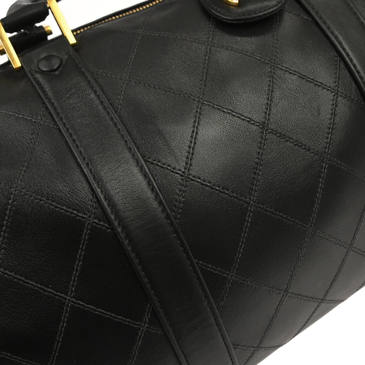 Chanel Black Lambskin Bicolore 2way Duffle Shoulder Handbag