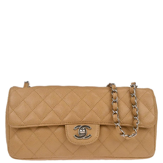 Chanel 2005-2006 Beige Caviar Skin East West Shoulder Bag