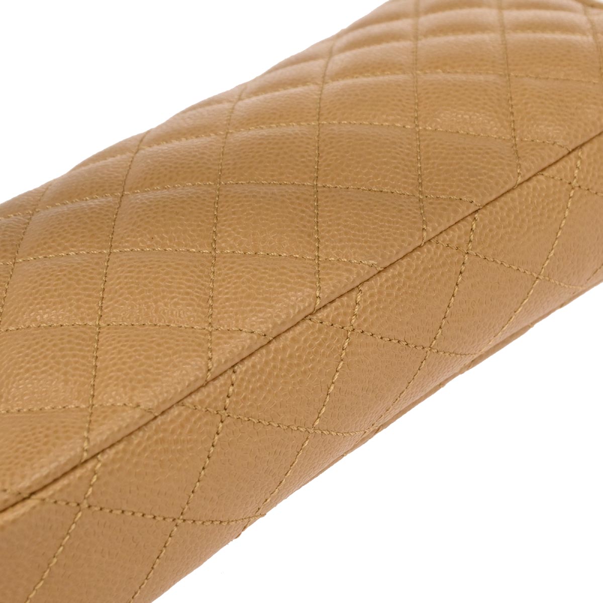 Chanel 2005-2006 Beige Caviar Skin East West Shoulder Bag