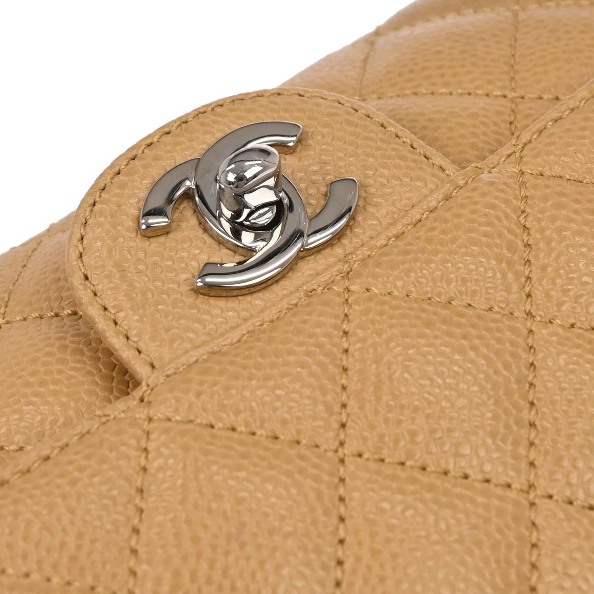 Chanel 2005-2006 Beige Caviar Skin East West Shoulder Bag