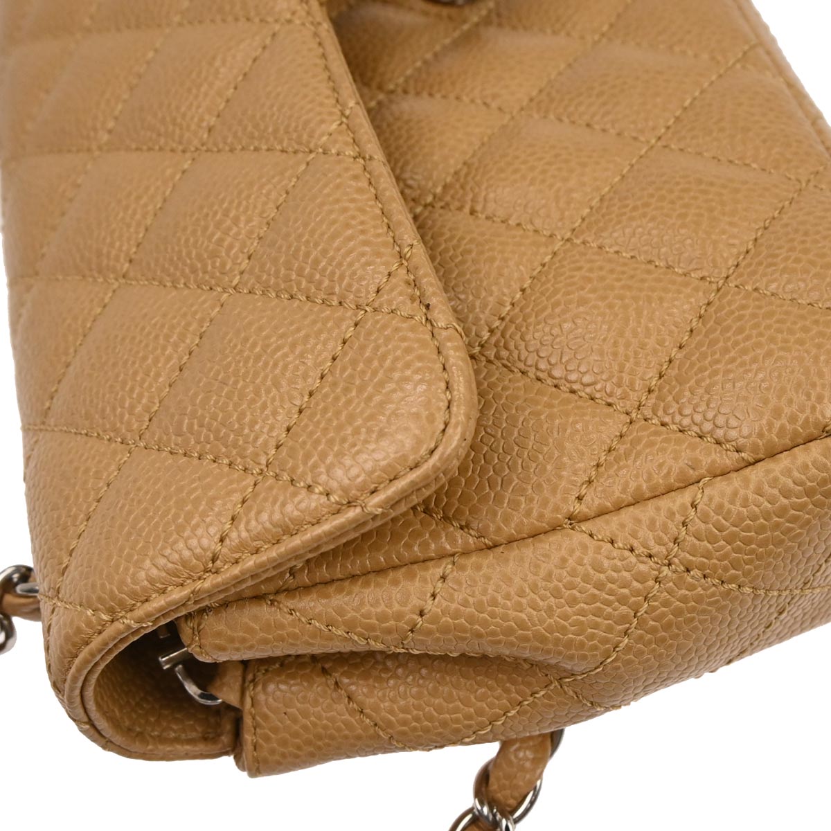 Chanel 2005-2006 Beige Caviar Skin East West Shoulder Bag