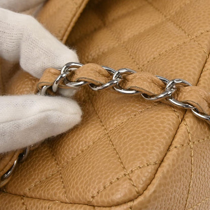 Chanel 2005-2006 Beige Caviar Skin East West Shoulder Bag