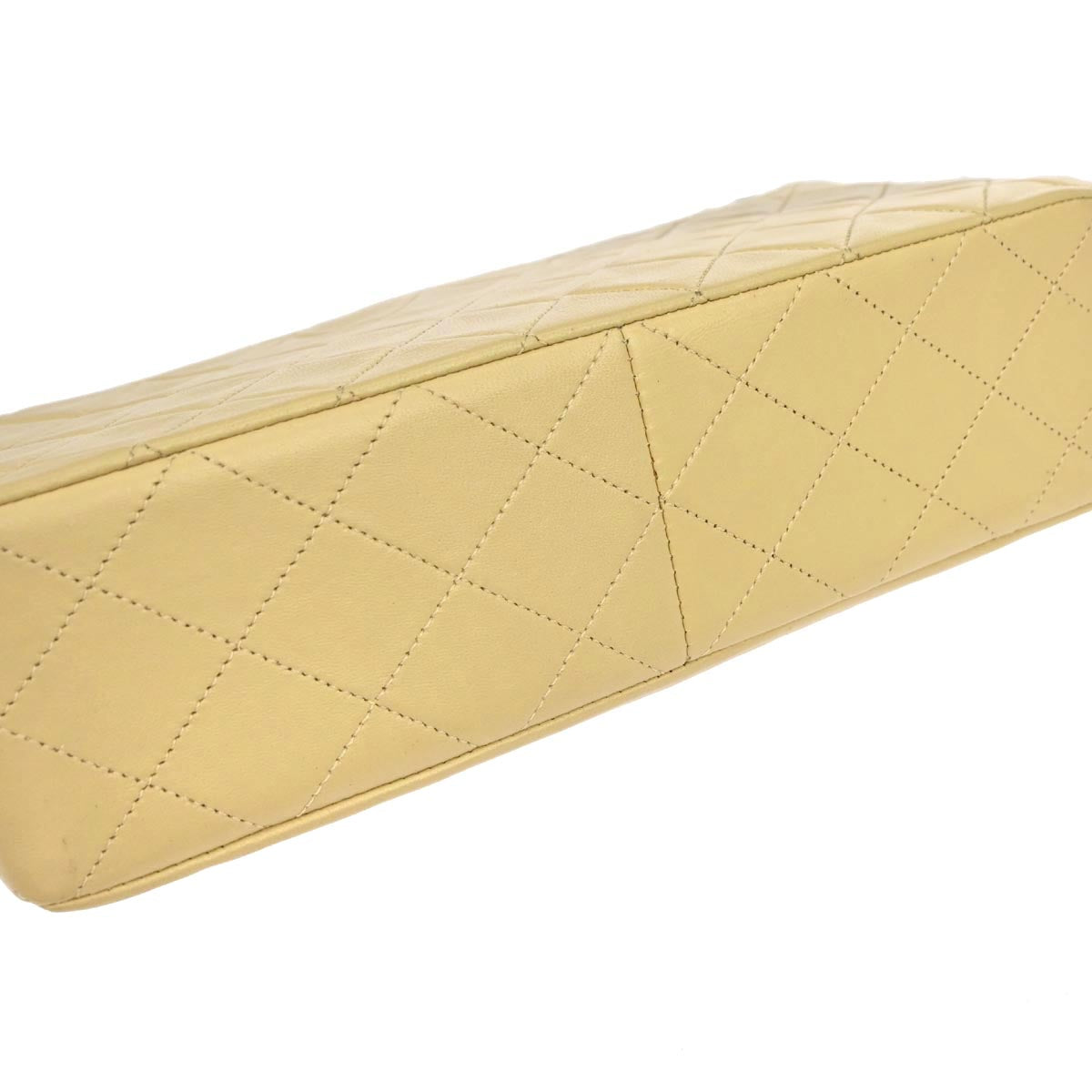 Chanel 1989-1991 Beige Lambskin Single Flap Shoulder Bag