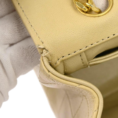 Chanel 1989-1991 Beige Lambskin Single Flap Shoulder Bag