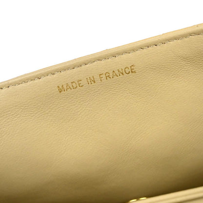 Chanel 1989-1991 Beige Lambskin Single Flap Shoulder Bag